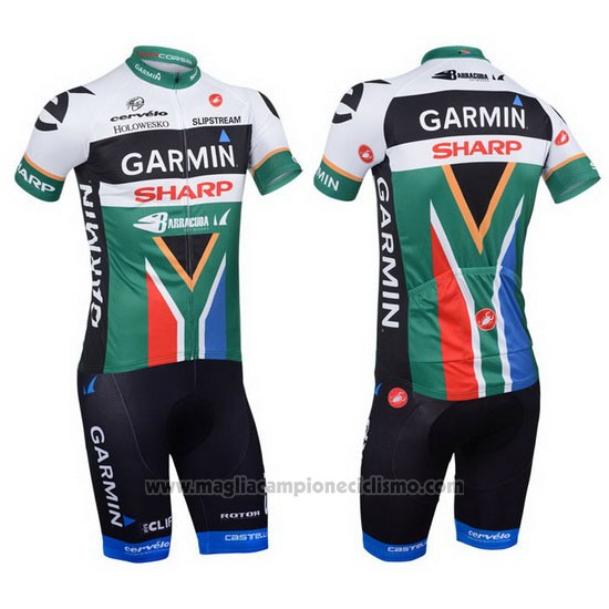 2013 Abbigliamento Ciclismo Garmin Sharp Campione Sudafrica Manica Corta e Salopette